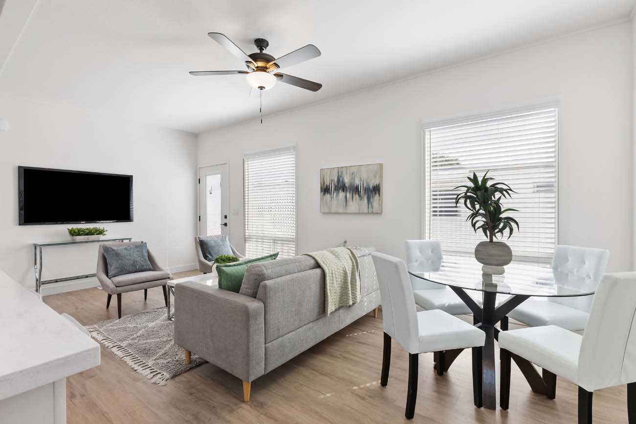 166th Street living and dining room with neutral staging