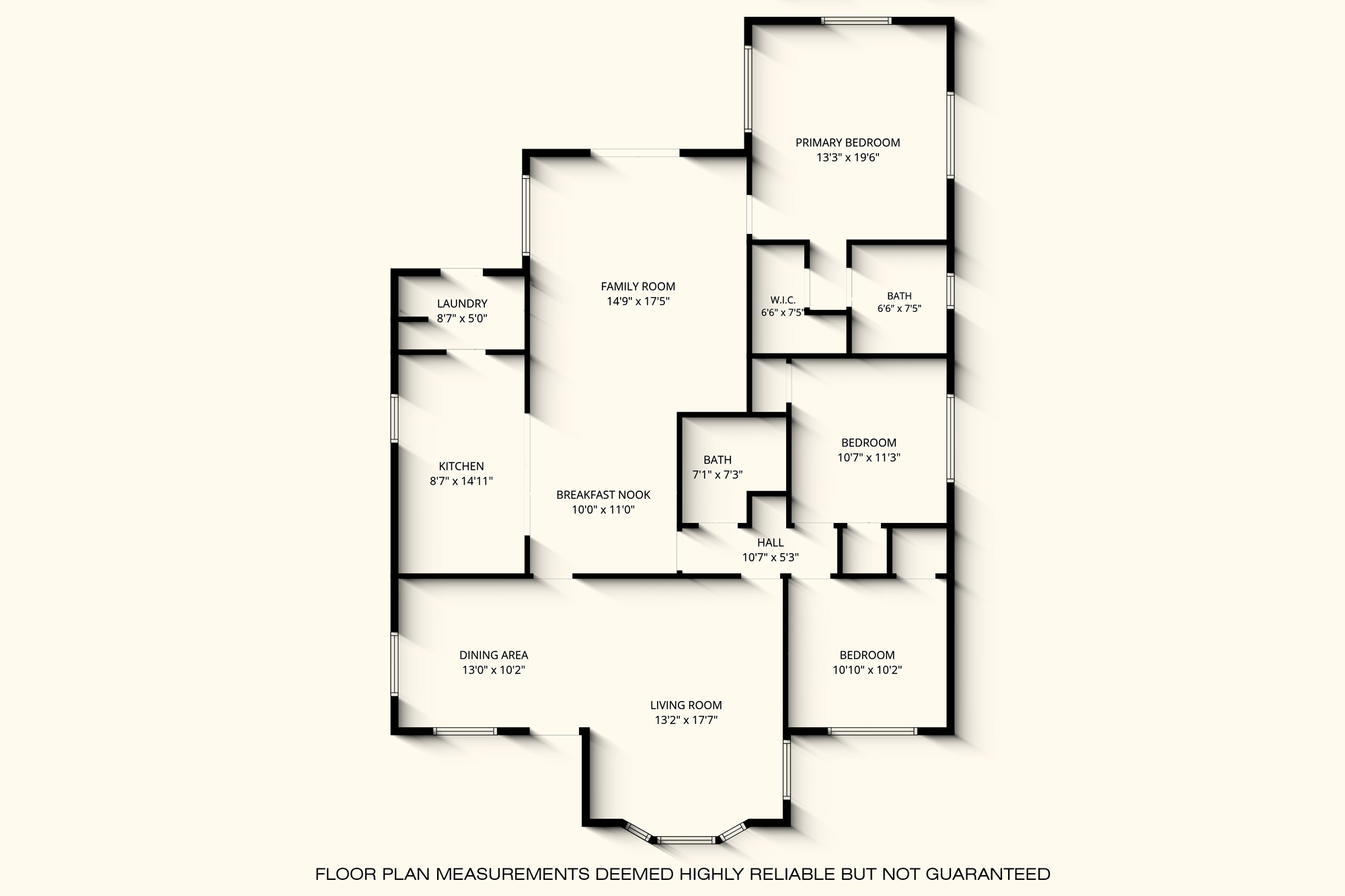 Single-story Lakewood floor plan with room dimensions