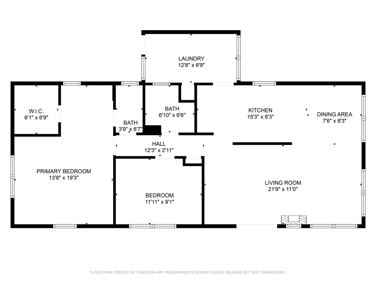 Westminster floor plan with bedrooms, living room, kitchen, and laundry